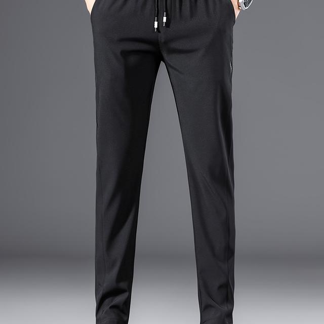 TEMU 남성용 스포츠 캐주얼 긴 바지 1개 - 통기성 원단, 가벼운 스트레이트핏 드로스트링 허리와 사이드 포켓, 달리기, 피트니스, 하이킹, 야외 훈련, 봄, 가을, 여름 캐주얼웨어용 | 다기능 내마모성 긴 바지