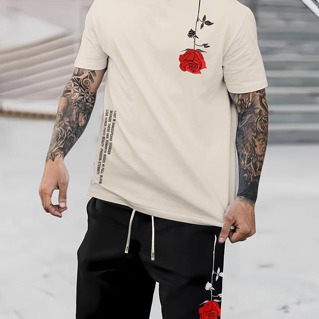 TEMU #men's T-shirt And Drawstring Waist Shorts Set