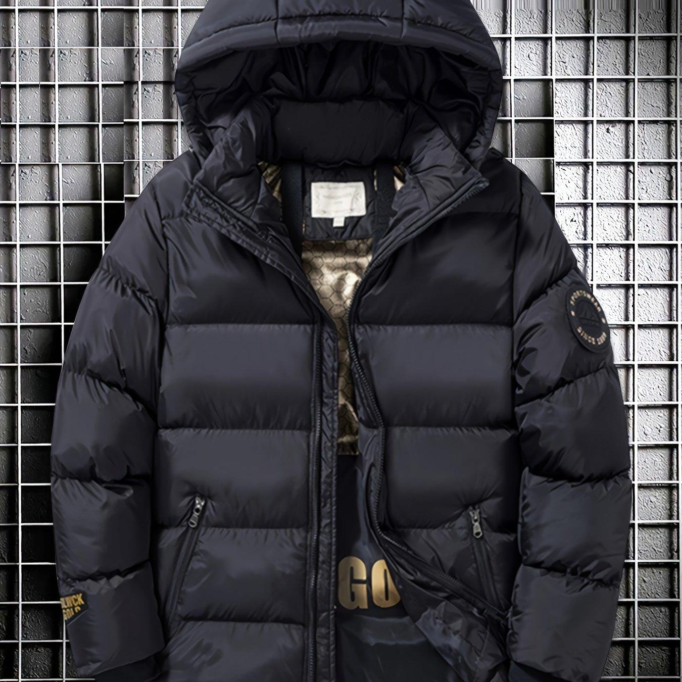 TEMU Jungen Winterjacke Schwarz Brot Mantel für Mittelgroße Große Kinder, Dicke Oberbekleidung, Warme Kinderjacke,
