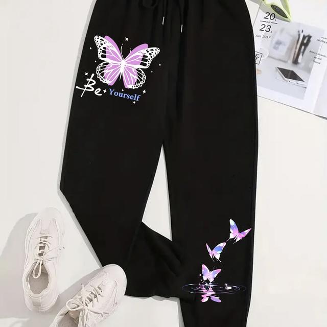 TEMU Plus Size Geometric Print Sweatpants For Women - Comfortable Polyester Knit Fabric With Stretch, For All - Perfect For Home, Travel, Gym - Festive Y2k Vintage Fashion, Thick For Fall And Winter