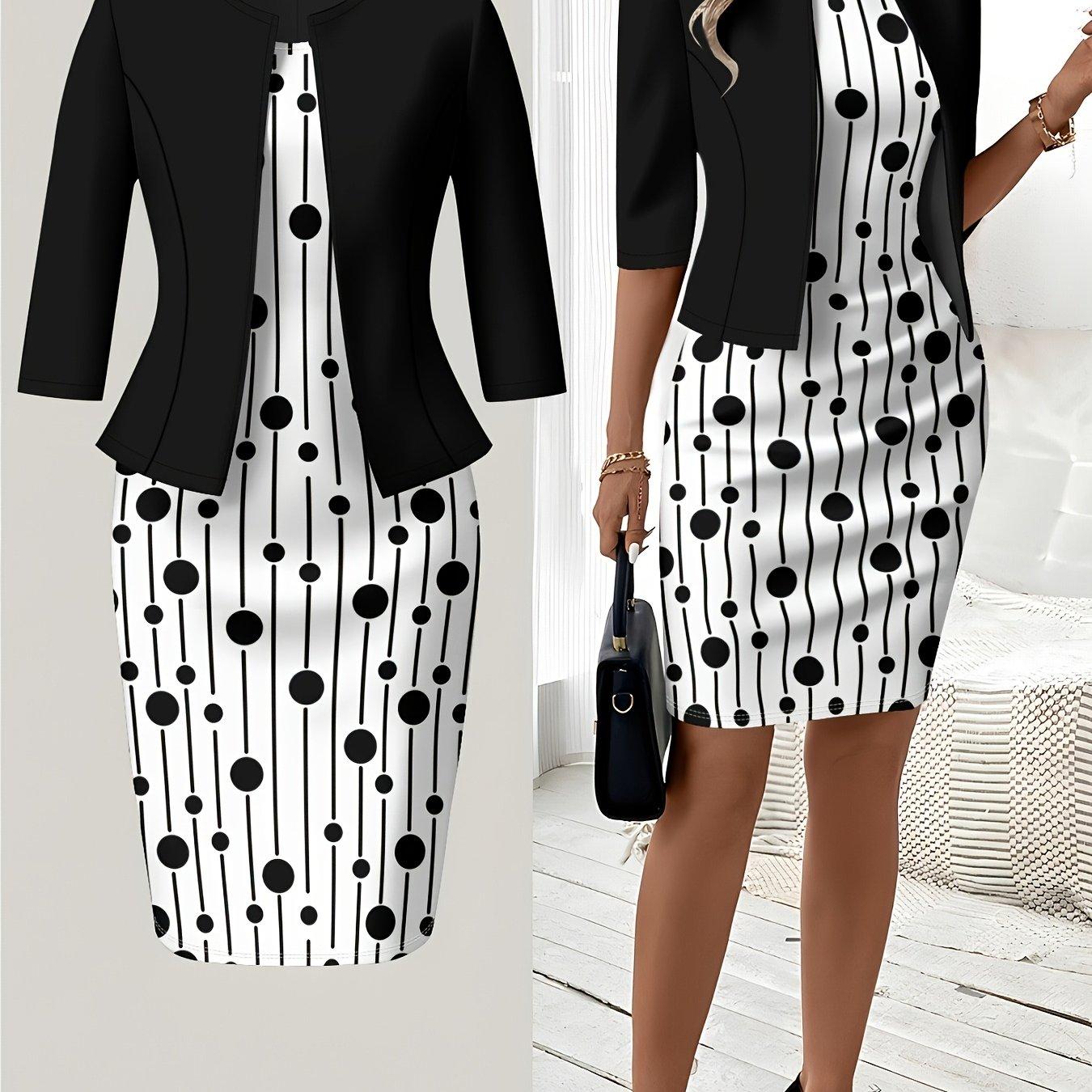 TEMU Conjunto de vestido con diseño estampado QC, estilo casual, de y