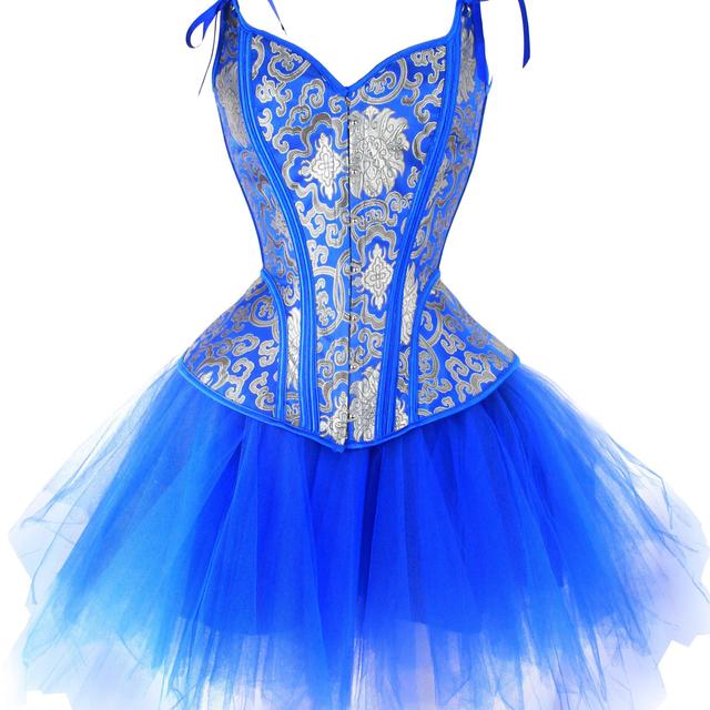 TEMU Body elasticizzato blu reale Jacquard abbinato a gonna tutu per feste e