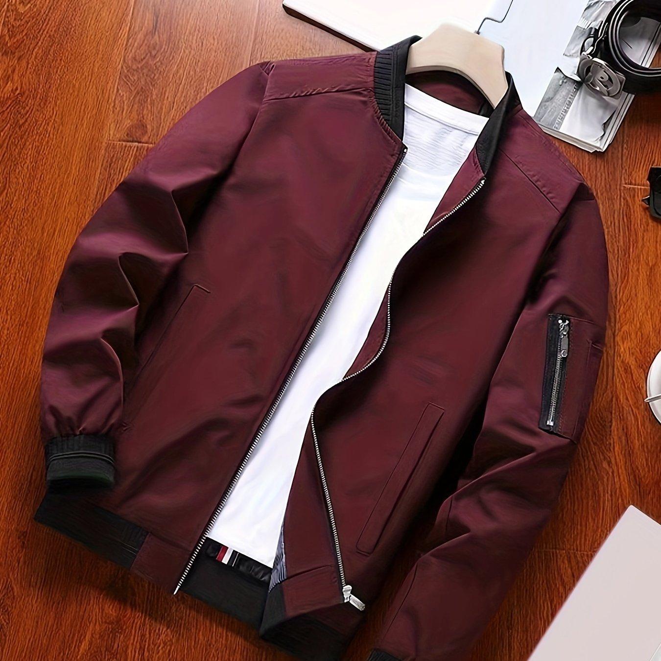 TEMU Men's High-quality Spring/ Jacket, Lightweight Casual Flight Jacket Top
