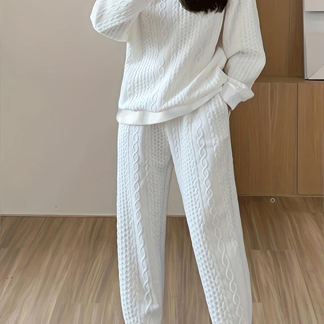 TEMU Autumn/winter New Solid Color Twist Casual Loose-'s Sweatshirt Set