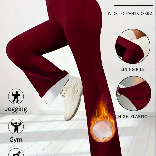 TEMU 여성 가을/겨울 트렌디 롱 팬츠 - 두꺼운 플레어 스포츠 팬츠 - 피부 친화적이고 부드러움 - 캐주얼, 피트니스, 러닝, 요가 및 추운 가을/겨울 야외 활동에 적합