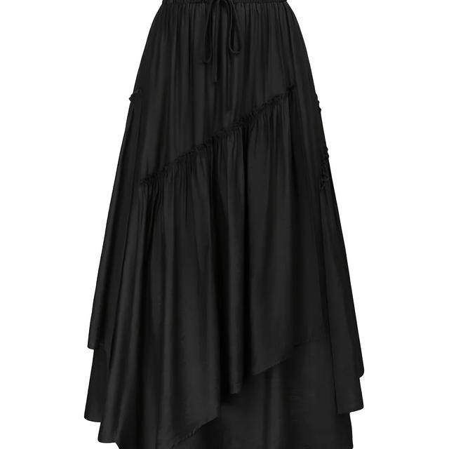 TEMU Plus Size, Plus Size Elegant Skirt - Suitable For, & Semi-formal Wear - Layered Skirt With Drawstring Waist, Machine Washable Solid Color Skirt