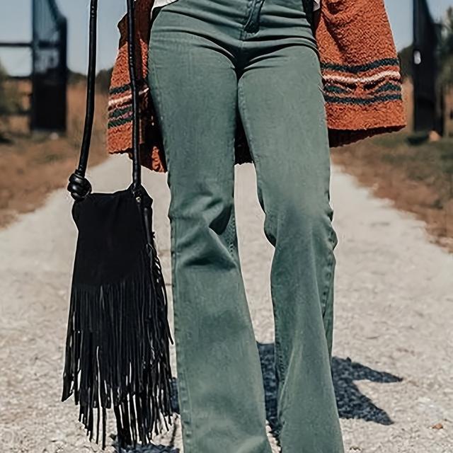 TEMU Jean large taille haute pour femme - Denim extensible, style décontracté, , coupe confortable pour toutes les , jean taille haute, mode confortable, tissu durable