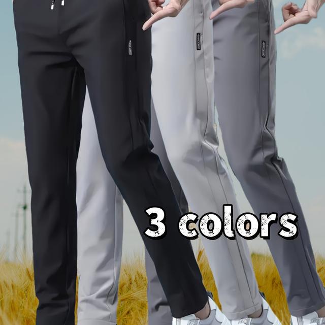 TEMU Men' Color Elastic Drawstring Joggers With Elastic Waistband & Side Pockets - Gym Pants Suitable For Outdoor, Gym, Office, Casual Wear - Machine Washable Athletic Pants (regular Fit) - Men & Teen