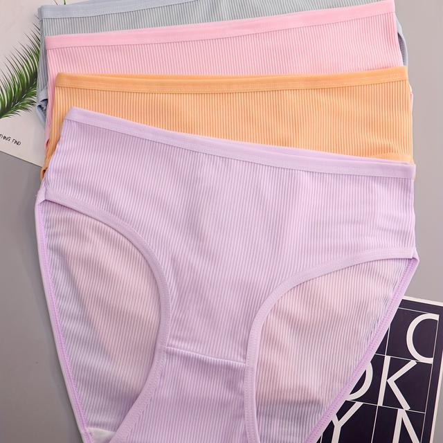 TEMU 4 шт. жіночих різнокольорових трикотажних сліпових трусиків з м'якої та зручної спортивної тканини