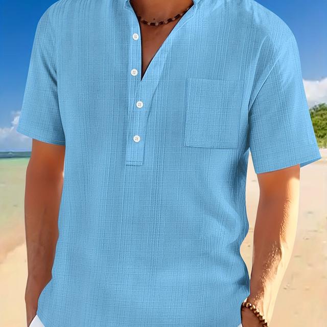 TEMU Camisa de de Cor para Homem com Mao e Bolso, Ideal para o Verão
