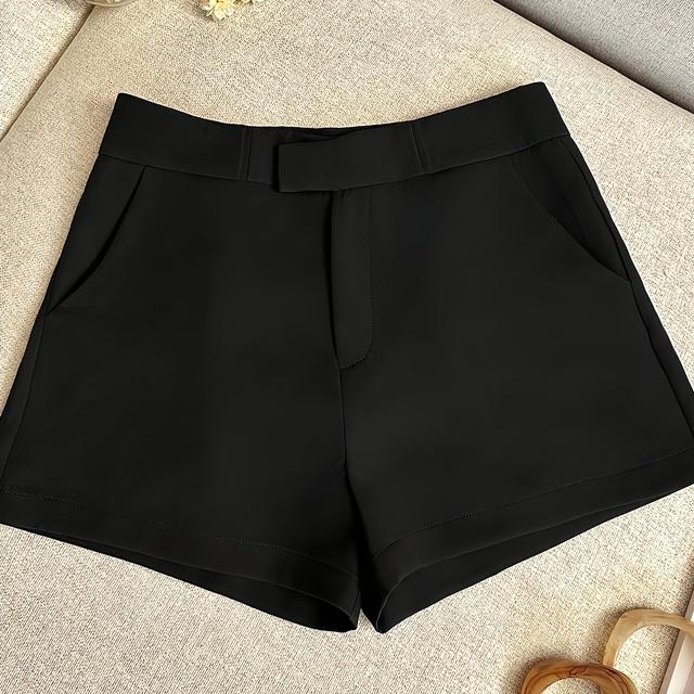 TEMU Women's Elegant And Stylish Solid Color Pocket Casual Shorts - Slant Can Hold Keys Phones, With High Heels For Commuting To Work, Going Out For Work Appointments, Universal Casual Shorts