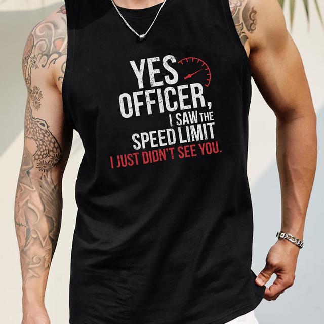 TEMU Plus Size, Slogan Print Men's Tank Top, Breathable Comfy Sleeveless For Sports Fitness, Big & Tall Guys, Plus Size