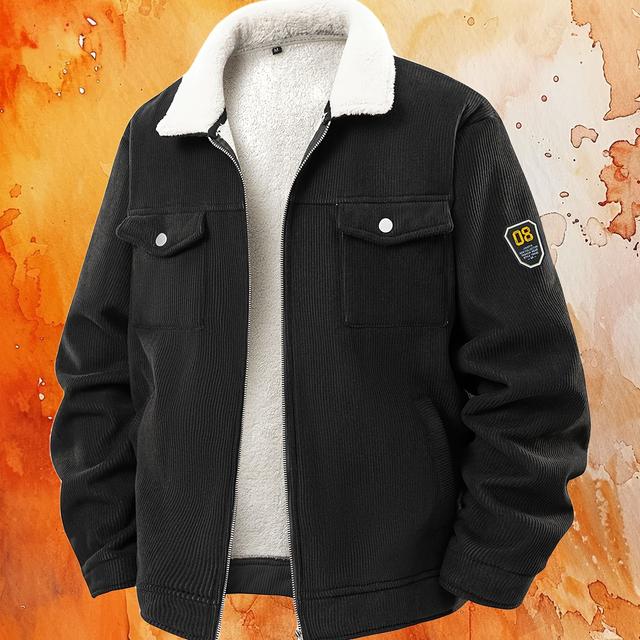 TEMU Veste à col en flanelle décontractée pour homme, 3 couleurs, design en velours pour un look unique avec multiples poches - pour l'hiver et