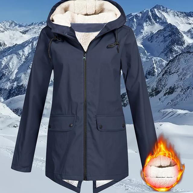 TEMU New Autumn/winter Women's Clothing, Elegant Commuting Hooded Trench Coat With Pockets