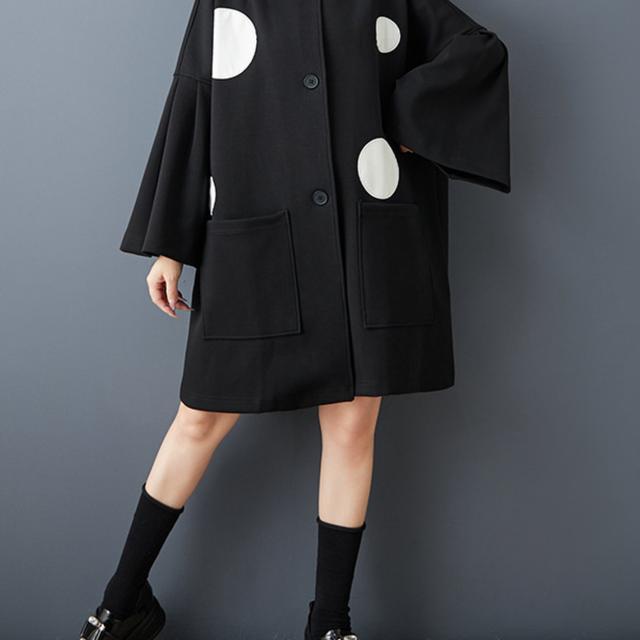 TEMU プラスサイズ、秋の新作デザイン トップ 水玉パッチワーク オーバーサイズ バットスリーブ ファッションジャケット レディース