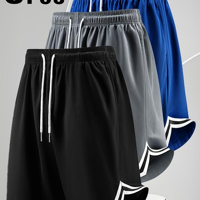 TEMU Set Of 3 Summer 's Outdoor Sports Basketball Shorts, Suitable For Fitness, Running, And Basketball, Five-point Length