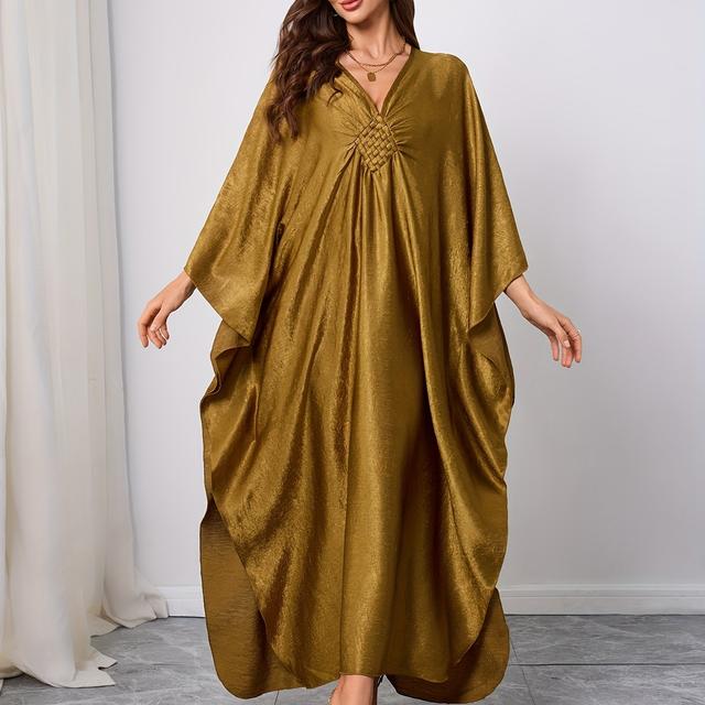 TEMU Plus Beach Cover Ups Golden For Women Hand Woven Decoration Summer Holiday Maxi Dresses Bathig Suits