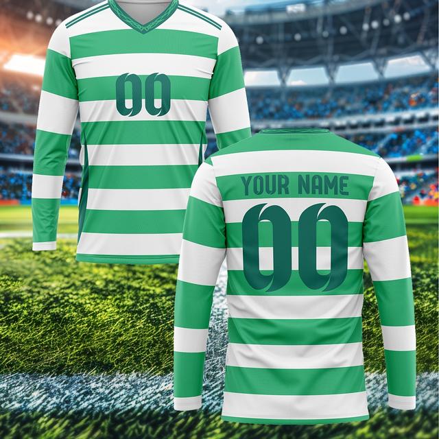 TEMU Celt 2024 Customize Your Own Jersey, Men's Sports Team Club Training V-neck Long-sleeved Football Jersey Top With Name And Number Printed On The Front And Back For Daily Leisure Party Gatherings