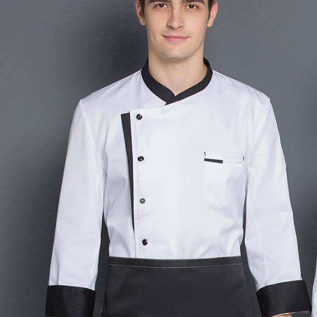 TEMU Chef's Long-sleeve Attire Suitable For Dining, Hotel Eateries, Kitchens, Bakeries, Western-style Restaurants, And School Cafeterias, Including Men's Plus-size Chef Outfits