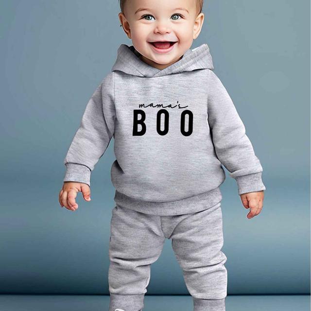 TEMU الرضع الأولاد 2 قطعة مجموعة، الكرتون طباعة هوديي والسراويل، عارضة تمتد متماسكة، البوليستر، فضفاضة صالح، ربيع / موسم ، ملابس رياضية، في الهواء الطلق