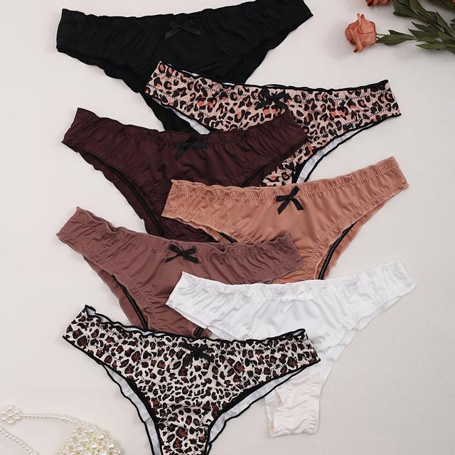 TEMU Set mit 7 Damen Plissee Slips, mit luxuriösem Schleifendesign, hoher Elastizität und niedrigem Dreiecksschnitt