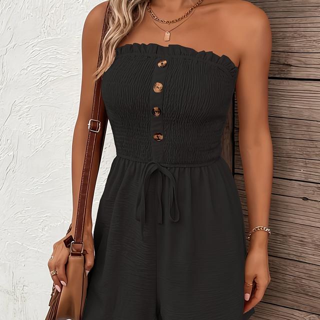 TEMU Mono sin tirantes de color sólido con de botones