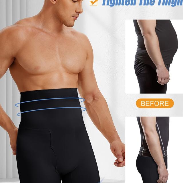 TEMU Junlan Shapewear Shorts für Herren, Bauchkontrolle, Figurformende Body Shaper, Kompressions-Boxershorts mit hohem Bund