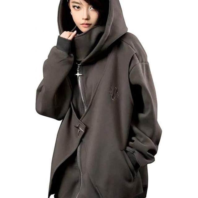 TEMU 原宿スタイル フーディー ー メンズ カラー フード付き 長袖 ー ファッション ルーズフィット プラスサイズ ストリートスタイル 立体カラー ス 春・秋・冬対応