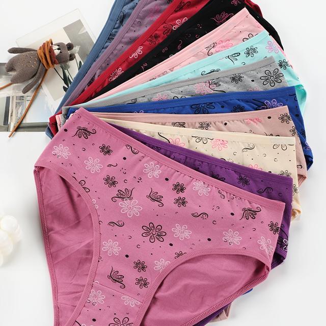 TEMU 12 قطعة سراويل داخلية نسائية مقاس كبير - تصميم أنيق بنقشة زهور، قماش فيسكوز ناعم ومريح، ملونة متعددة للاستخدام اليومي، قصة مثلثة مريحة وتناسب مثالي