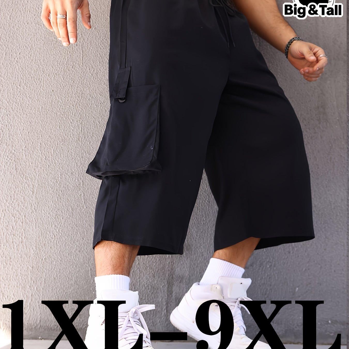TEMU Plus Size Men' Capri Cargo Pants For Outdoor, Plus Size