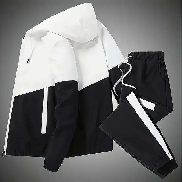 TEMU Men's Spring Autumn Hooded Fashion Casual Sports Jacket And Pants