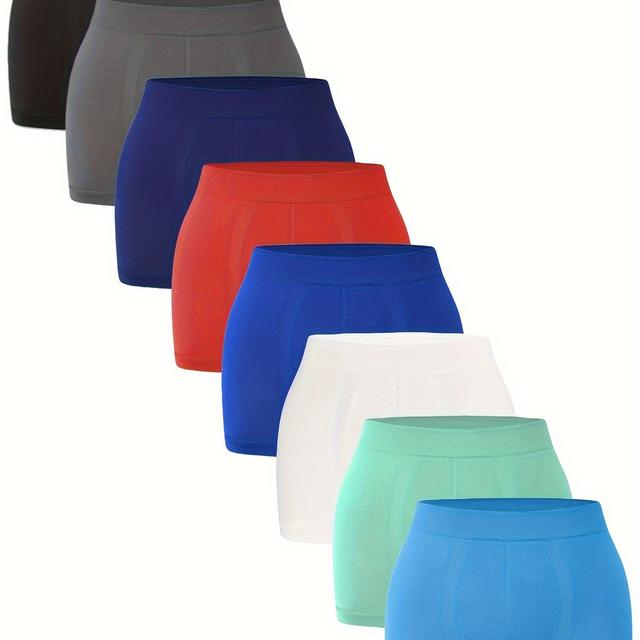 TEMU 8er- Size Damen-Slips, einfarbig, dehnbar, nahtlos, weich, bequem, tief sitzend, Zimi Kollektion, Polyester-Strickgewebe, verschiedene Farben