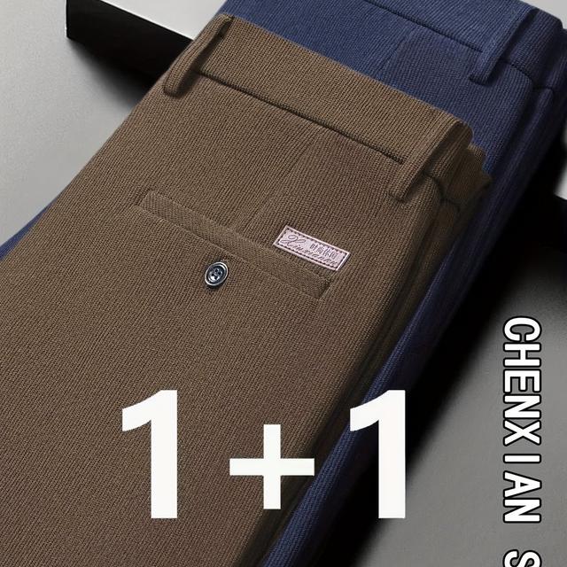 TEMU 가을, 겨울용 헤비 듀티 비즈니스 트라우저 투피스 세트. 편안하고 신축성 있는 정장 작업복으로 적합합니다.