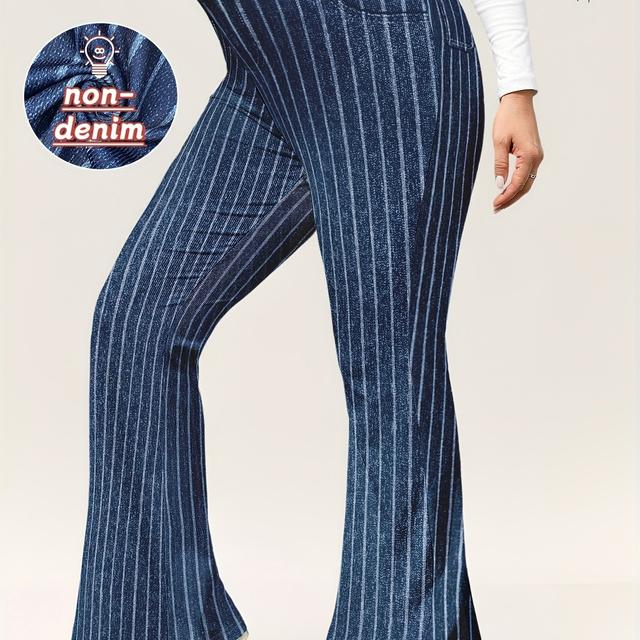 TEMU Plus Size Damesbroeken met Hoge Elasticiteit, Uitlopende Zoom en - Casual Comfortabele Modeonderkleding