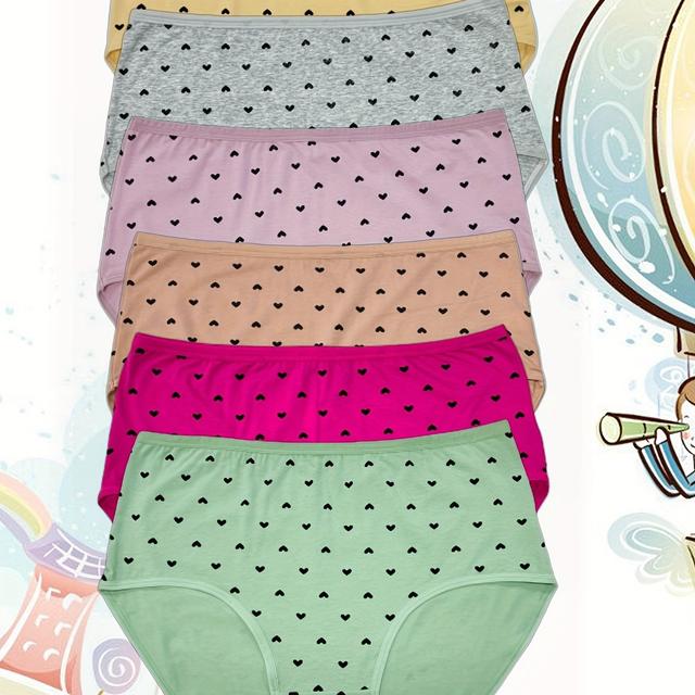 TEMU Set Of 6 Large-sized Heart-patterned Comfortable And Elegant Panties