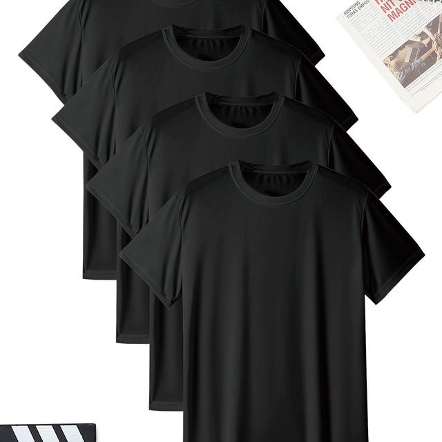 TEMU TD18 T-shirt met ronde hals in grote maten voor heren [Set van vier]