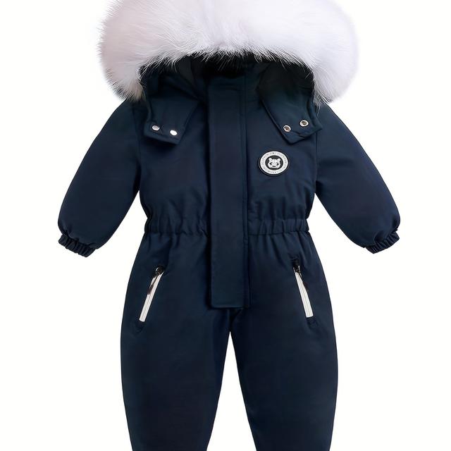 TEMU -piece Clothing, Winter Warm Fleece Jumpsuit For Girls And Infants, New Style Children's Bodysuit, Boys' Ski Jacket, For Outdoor