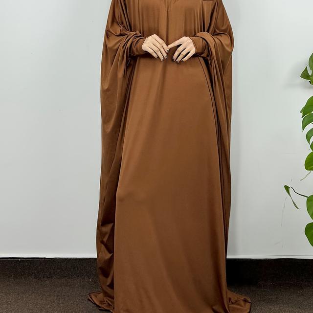 TEMU عباءة صلاة معقوفة بغطاء رأس على الطراز الشرقي الإسلامي بأكمام مدخنة، مناسبة للاستخدامات الإسلامية في دبي والسعودية والتركيا