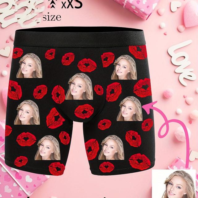 TEMU 1 Pair Of Men's Custom Funny Sexy Pattern Boxer Briefs, Personalized , Valentine's Day Gift For Boyfriend Husband