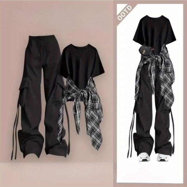 TEMU 夏用スーツスーツ＆夏用スーツトレンド三点セット おしゃれパンツ 若返りガール クールシティ