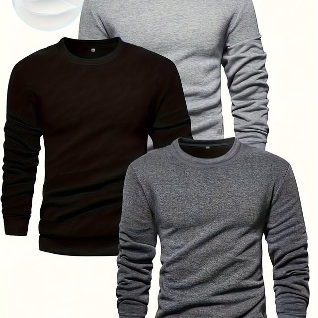 TEMU Herren Strickpullover in Unifarben, geeignet für Herbst Winter, Langarm mit Rundhalsausschnitt, ideal zum & Wärmespendend – perfektes Geschenk für Freunde, Ehemänner oder die Familie