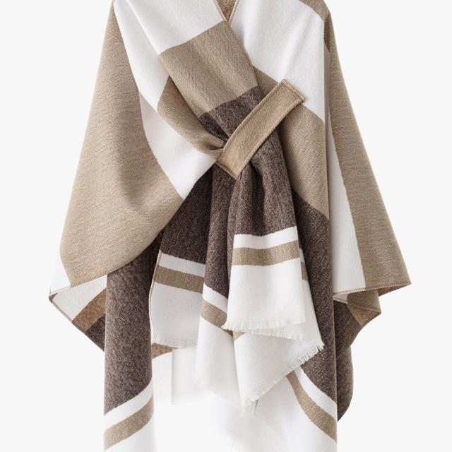 TEMU Plus Size - Plus Size - A Stylish And Easy Women's Cape With Diagonal Ties, Perfect For Autumn And Winter, Offering And