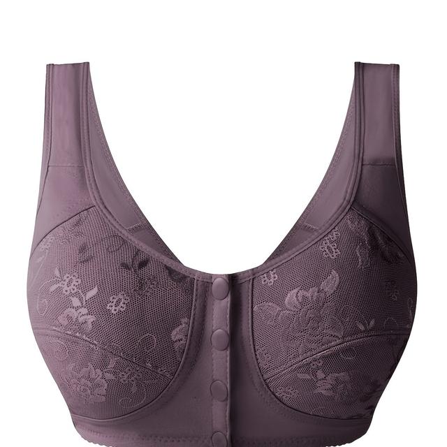 TEMU 1 шт. М'який бюстгальтер з передньою застібкою на ґудзиках - Непрозорий повний покриття, різнокольорові варіанти для спорту та повсякденного одягу - Дихаюча зручна білизна