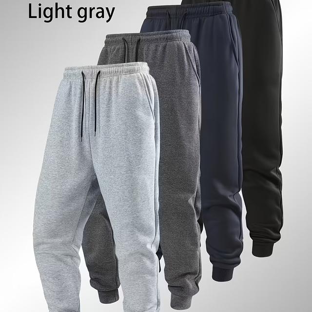 TEMU 1 pantalón deportivo grueso y versátil de color sólido para hombre - un para otoño e invierno, ideal para campus, fitness al aire libre - cuenta con cintura con cordón y bolsillos