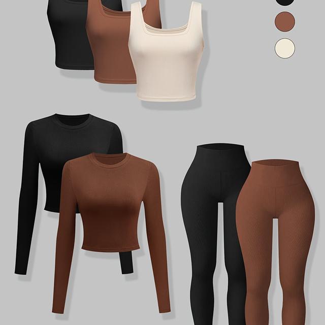 TEMU Ensemble 7 pièces débardeur à manches longues et pantalon