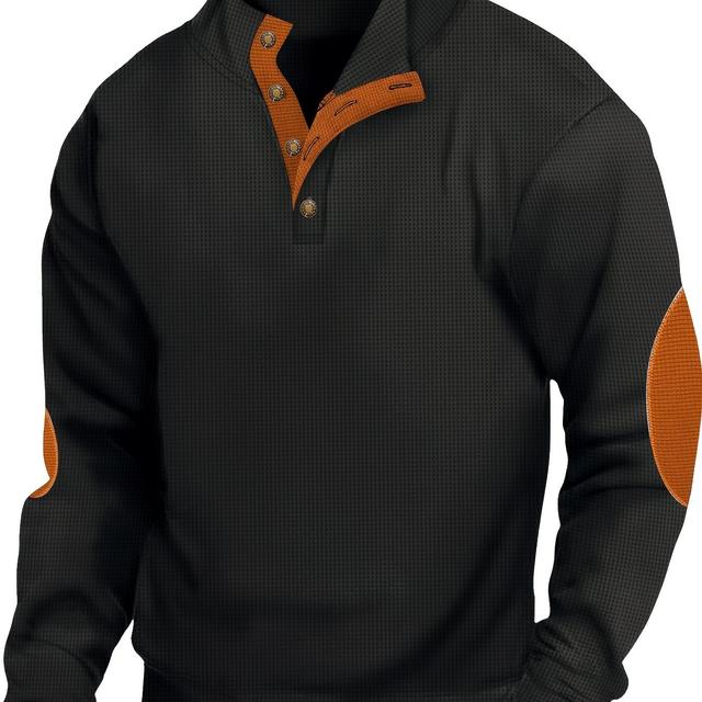 TEMU 남성용 아웃도어 캐주얼 긴팔 헨리넥 셔츠, 가볍고 봄, 가을에 적합합니다.