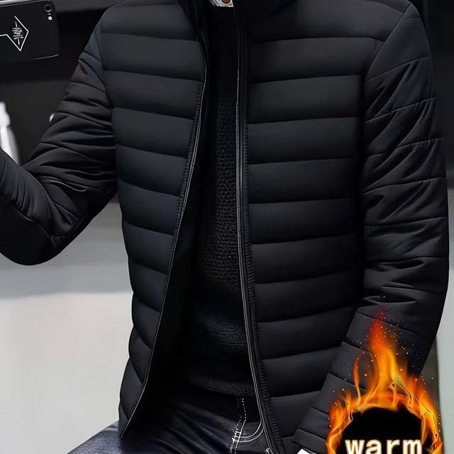 TEMU Нова стильна повсякденна куртка чоловіча однотонна з коміром-стійкою