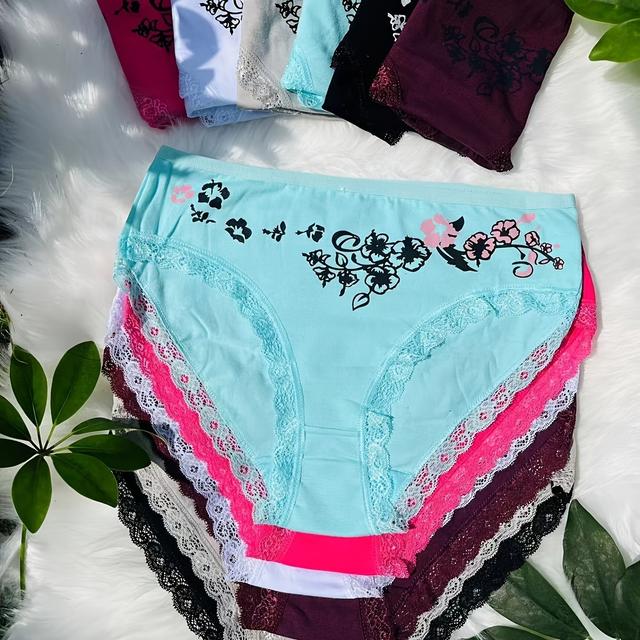 TEMU 12er-Set Halloween Kürbisblumen-Muster Damen Shapewear Atmungsaktive Unterwäsche Sexy Bequeme Damenunterwäsche (6 Farben zufällige Auswahl)