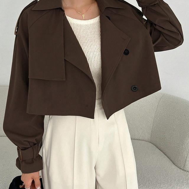 TEMU Chaqueta Corta Elegante de Color Sólido para Mujer - Ropa Ligera y Versátil para Looks Casuales o Formales, Fácil Cuidado en Lavado a Mano/Limpieza , Tela Duradera