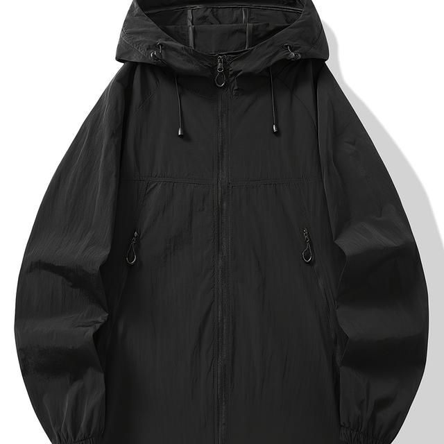 TEMU [ OBM] Chaqueta con Capucha para Hombre y Verano Deportiva Exterior Top Senderismo Trekking Casual Color Sólido Camping Chaqueta de Manga Larga